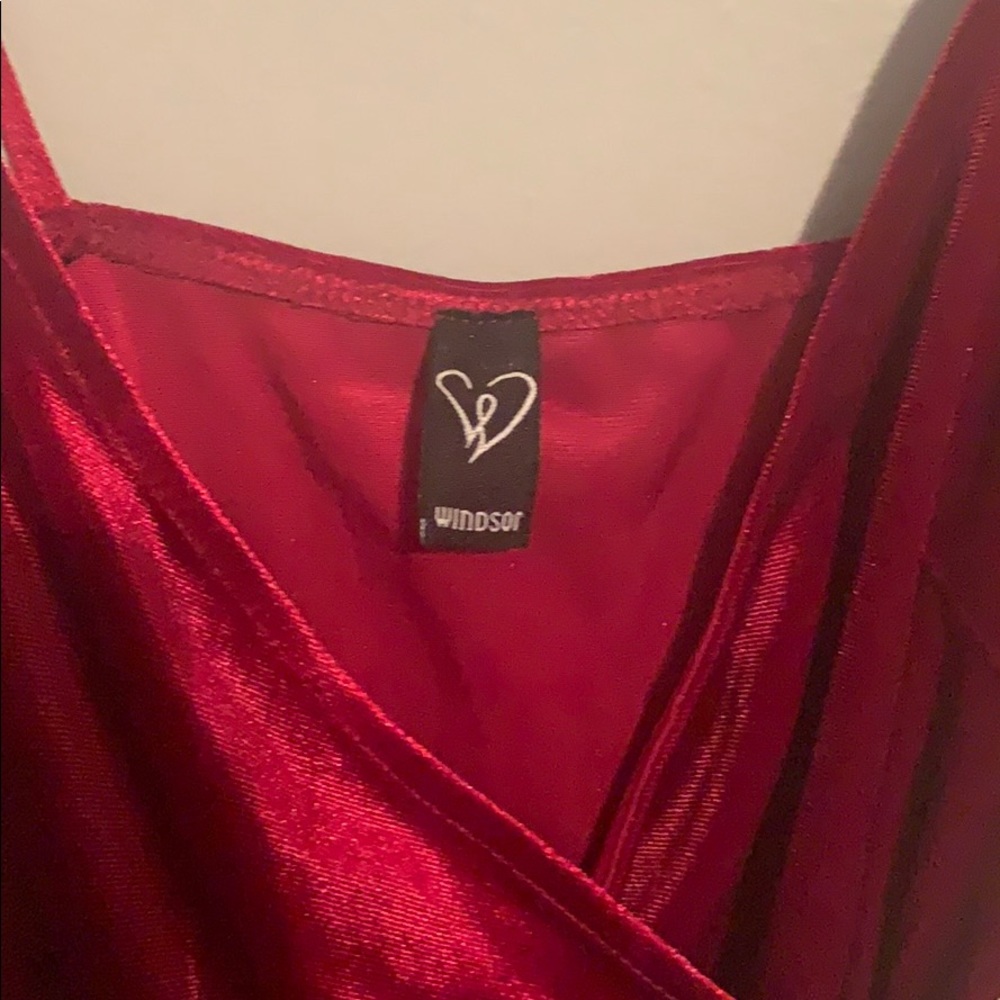 Red velvet mini dress